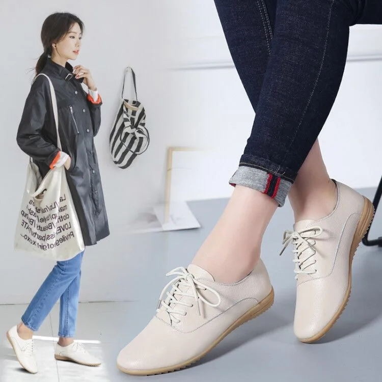 

2019 New Style Genuine Leather White Shoes Women's Hollow out Korean-style Casual WOMEN'S Shoes Flat Lace-up England Small Leath