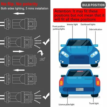 

5Pcs Super Bright T10 LED Bulb for Turn Signal Blinker Light Bulbs Replacement TailLight Bulbs Car License Plate Lighting