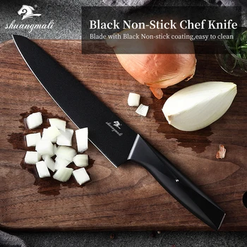 

8 Inch Utility Chef Knife Non-Stick Coating 5Cr15 Stainless Steel Kitchen Chef Knives Sharp Cooking Cleaver Meat Chef Knife