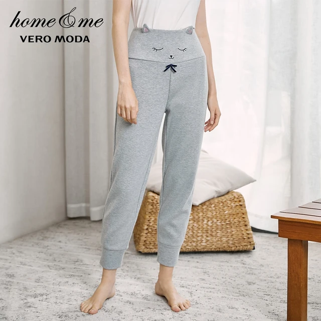 US $10.67 Vero Moda Women's Cat Head Print 3D Cat Ears High Waist Cinched Cuffs Lounge Pants  319474501