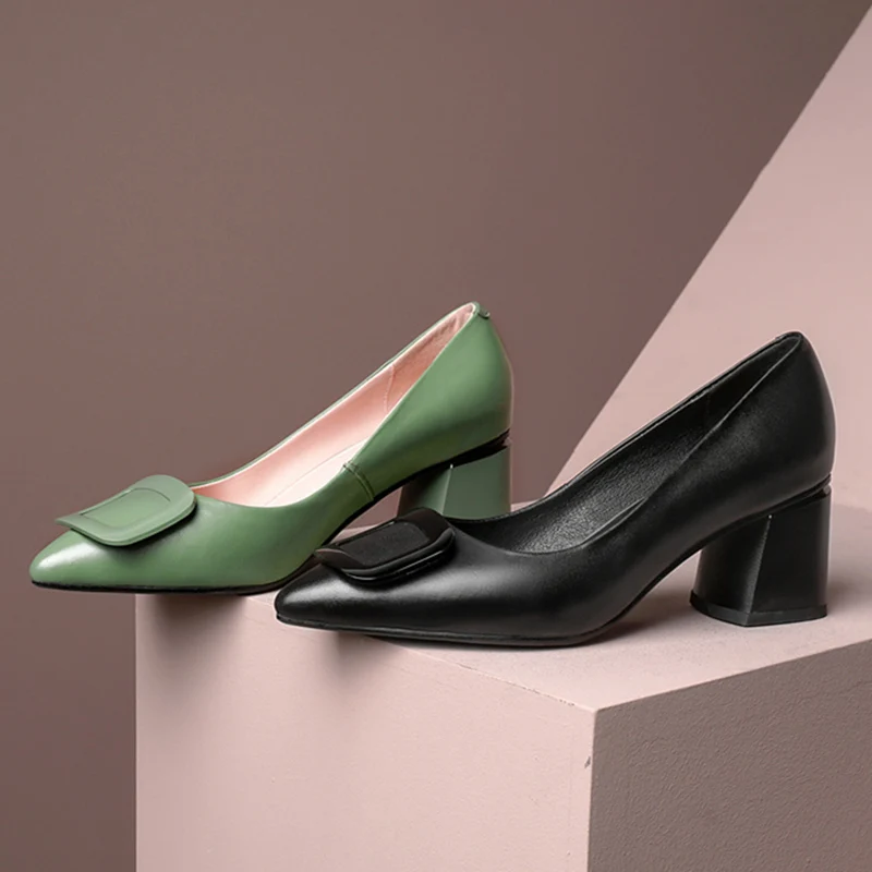 Green Pumps Female Shoes Large 