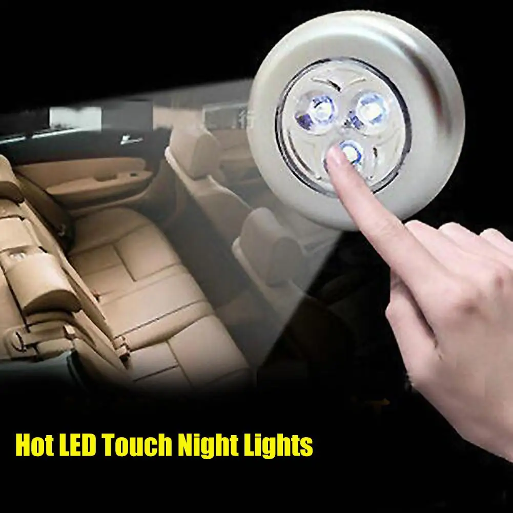 

New Portable Adhesive Round LED Touch Control Night Light Car Home Cabinet Wall Lamp