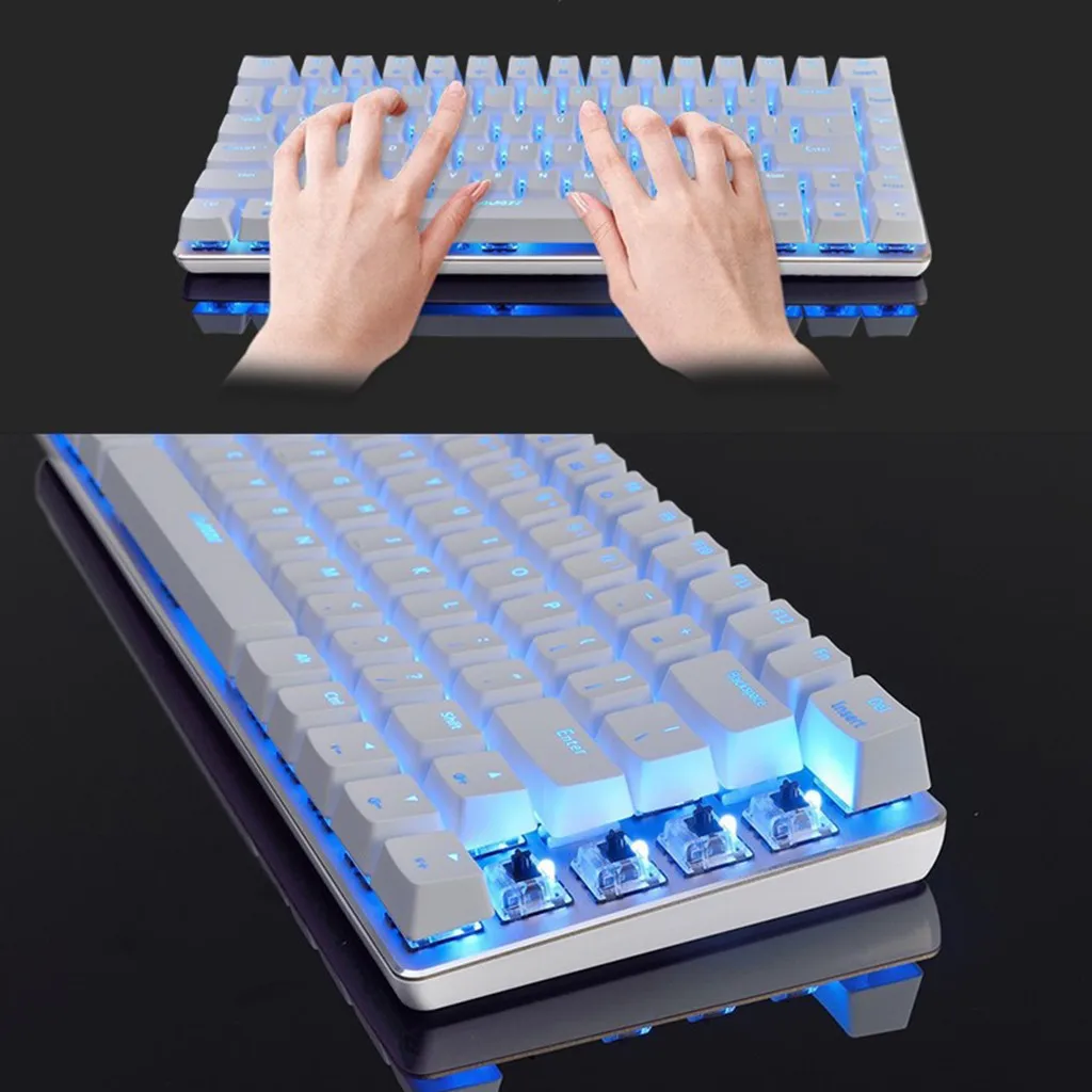 AK33 Backlit Usb Wired Gaming Mechanical Keyboard Blue Black Switches for Office Беспроводная механическая