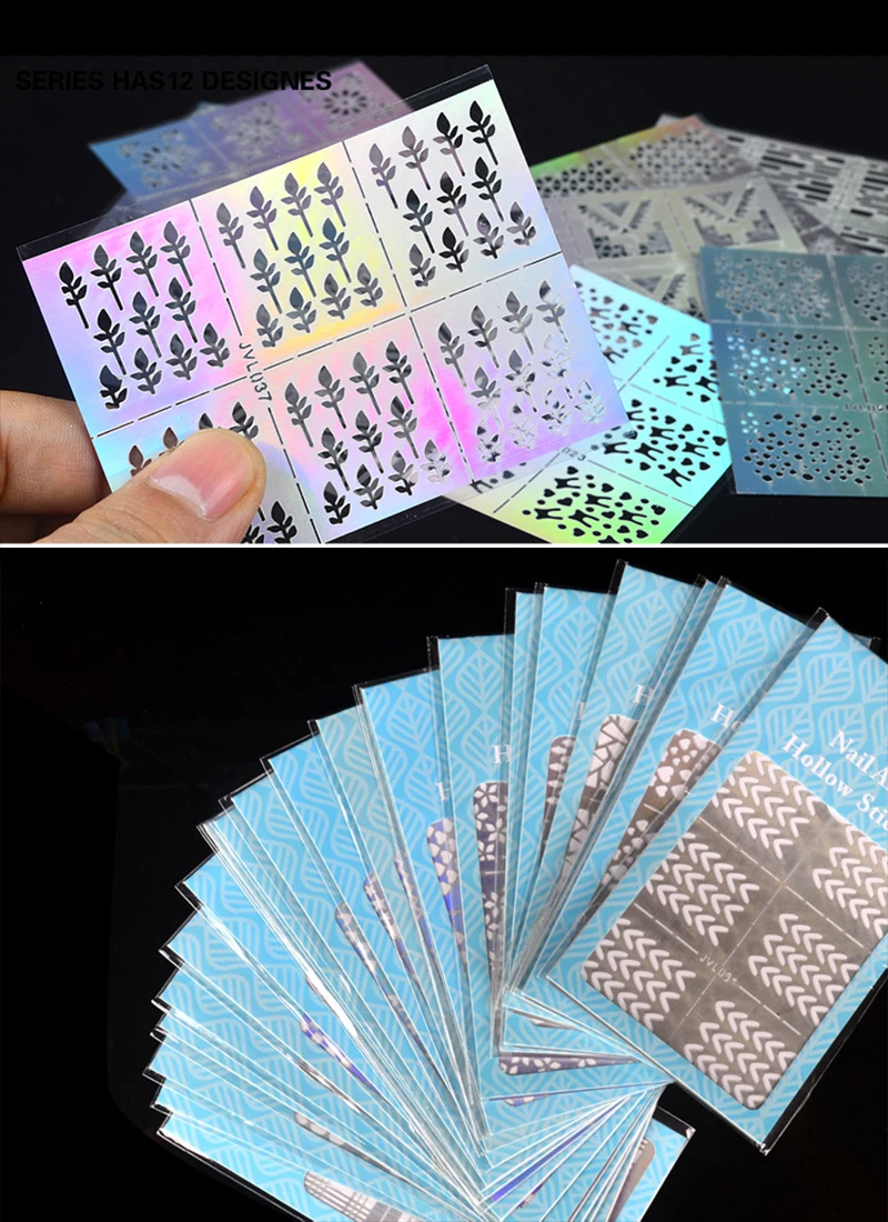 Ажурные наклейки для ногтей украшения для дизайна ногтей клейкая бумага шаблон для печати ногтей прозрачные наклейки с упаковкой наклейки для ногтей