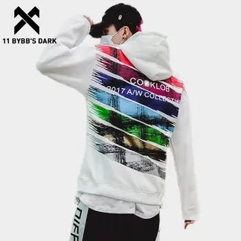 

11 BYBB'S DARK Multi Color Stripe Print Fleece Hoodies Sweatshirts Men 2020 Fashion Warm Hip Hop Male Casual Pullover Streetwear