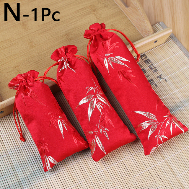 Embroidery Satin Drawstring Gift Bag Silk Jewelry Packaging Bags Christmas Wedding Gift Decor Pouches