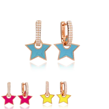 

Silver 2020 Summer Concept Neon Colors Earring Silver Enamel Star Earring