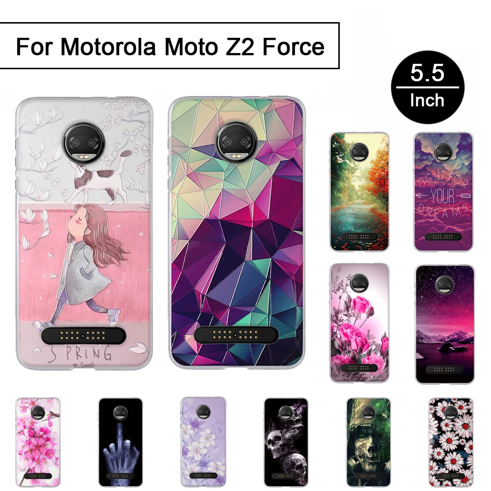 TPU Case For Motorola Moto Z2 Force 3D Stereo Relief Painted Cover Back Phone Cases Cartton Shell Soft Silicon | Мобильные телефоны