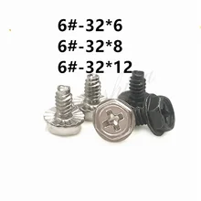 

25pcs PC Case Power Supply PSU Hard Drive Motherboard Phillips Hex Flange Washer Head Mounting Screw 6#-32x6mm DIY Computer B