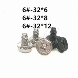 25pcs PC Case Power Supply PSU Hard Drive Motherboard Phillips Hex Flange Washer Head Mounting Screw 6#-32x6mm DIY Computer B