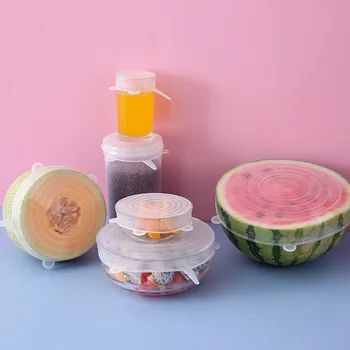 

6Pcs/lot Silicone Lid Stretch Lids Universal Silicone Bowl Pot Lid Silicone Cover Pan Cooking Food Fresh Cover Microwave Cover