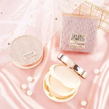 

HOT Double Layer Pressed Powder Shrinking Pores Lasting Waterproof Oil Control Natural Concealer Face Powder
