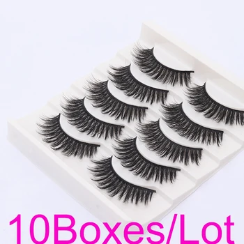 

50 Pairs Faux Mink Silk False Eyelashes Handmade Synthetic Eyelash 3D False Eye Lashes Extension For Professionals