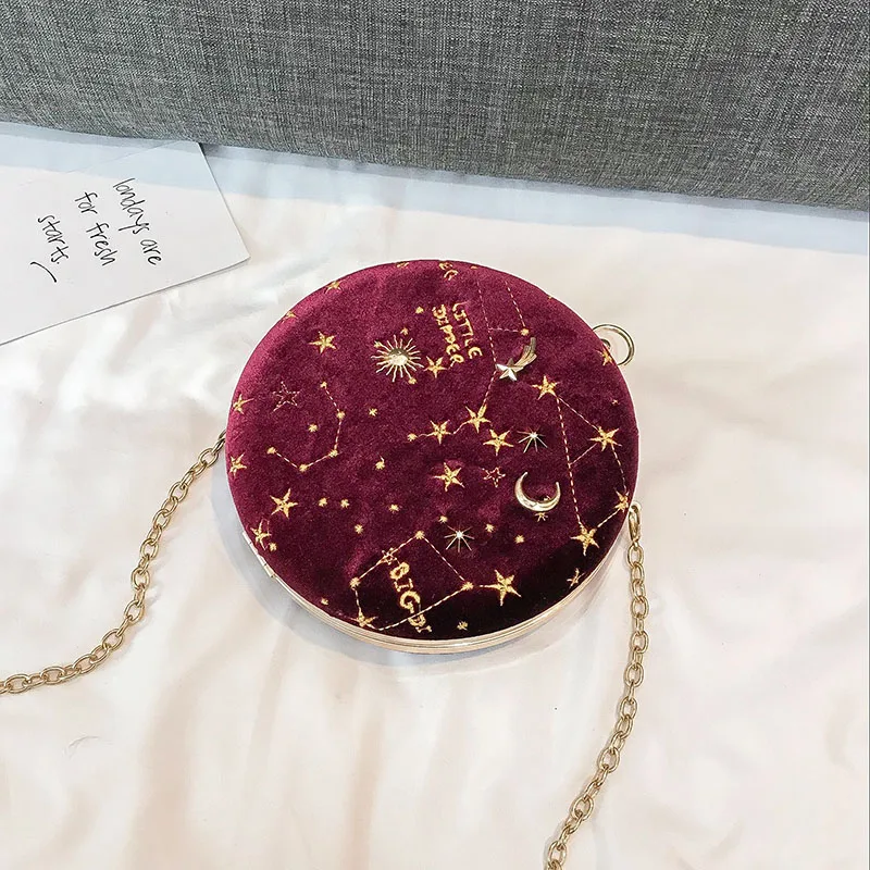 Small Crossbody Phone Bag for Women Round Suede Cellphone Bag Ladies Cocktail Party Evening Hand Bag - Цвет: burgundy
