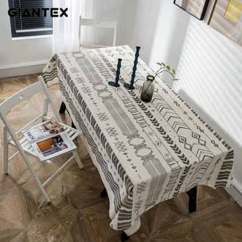 

GIANTEX Geometric Printed Tablecloth Boho Style Dining Table Cloth Cotton and Linen TableclothObrus Tafelkleed mantel mesa nappe