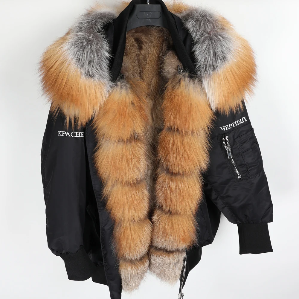 Maomaokong2019 зима натуральный Лисий мех большой меховой воротник съемная подкладка теплое свободное Женское пальто парка Паркер вышитая куртка