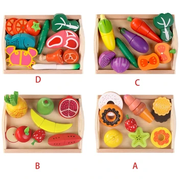 

Kids Pretend Role Play Kitchen Fruit Vegetable Food Toy Cutting Set Gift for Toddlers 3 Years