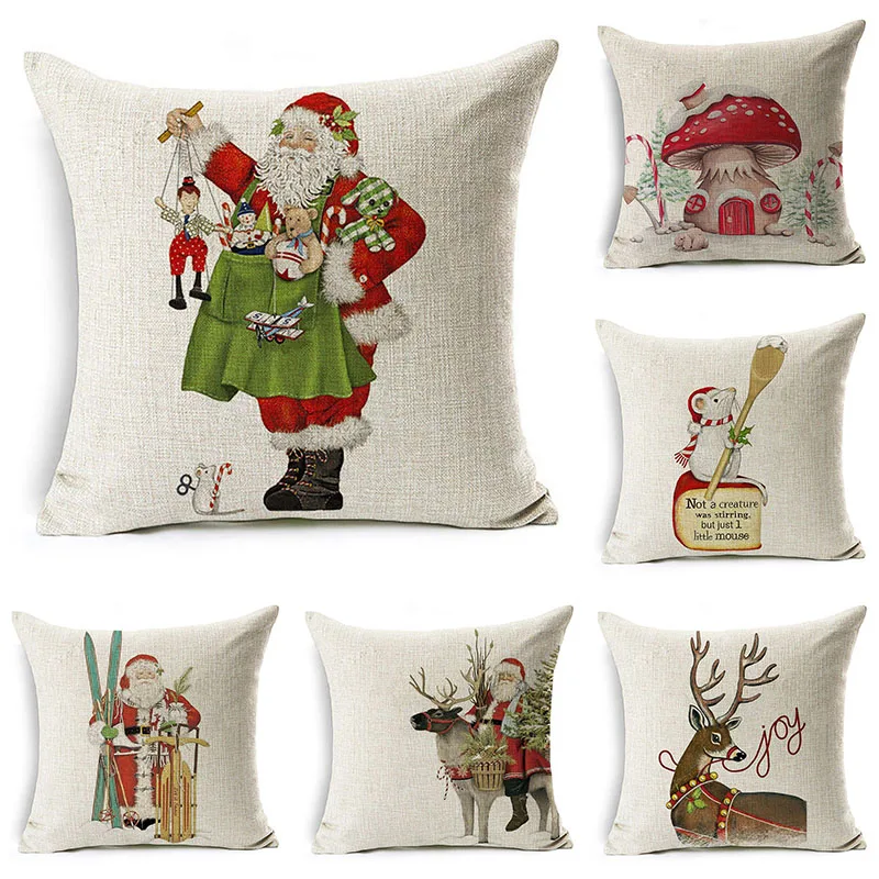 

Brautiful Christmas Reindeer dog Santa Claus sofa case cushion pillow case