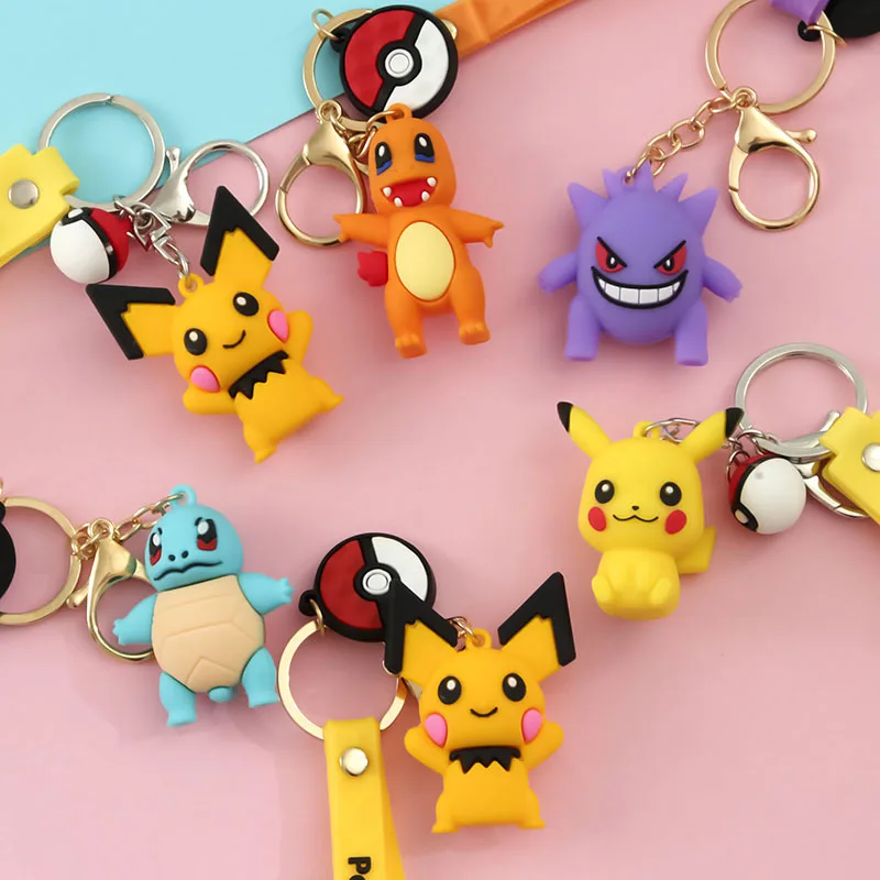 

Genuine Pokemon Key Ring Action Figure Pikachu Keychain Pocket Dolls Schoolbag Pendants Creative Toys Children Christmas Gifts