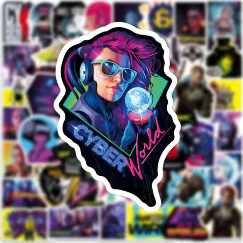 

50Pcs Hot Game Cyberpunks 2077 Cool Stickers for NoteBook Laptop PS5 Stickers For Luggage Laptop Decal Cyberpunks Stickers