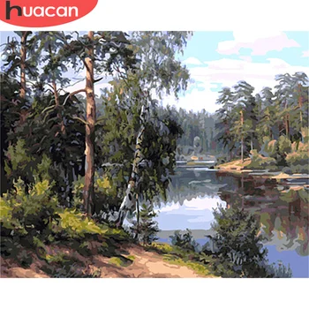 

HUACAN Paint By Number Nature DIY Pictures By Numbers Tree Kits Hand Painted Painting Art Drawing On Canvas Gift Home Decor