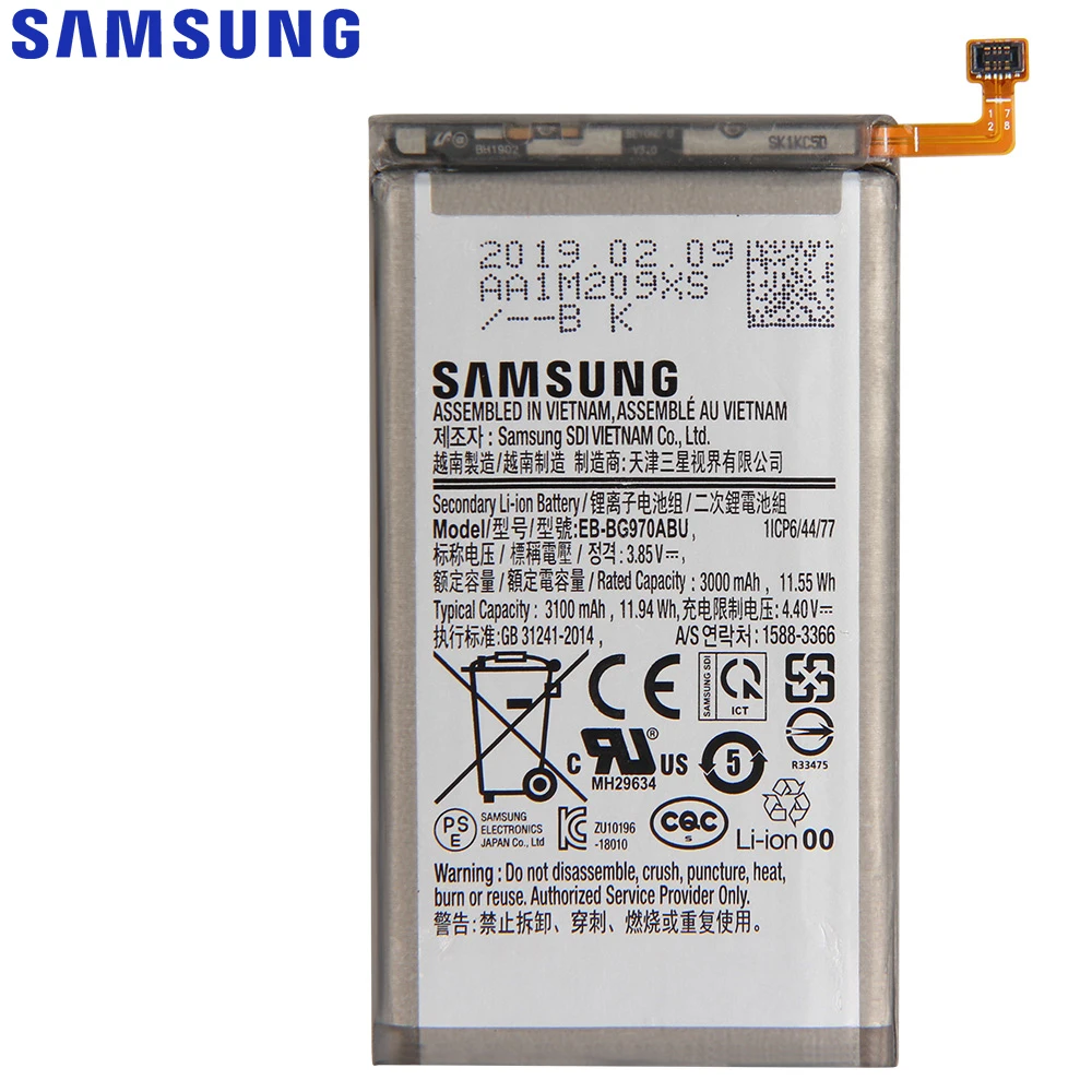 SAMSUNG Original Replacement Battery EB-BG970ABU For Samsung Galaxy S10E S10 E SM-G9700 G9700 3100mAh Authentic Phone Battery
