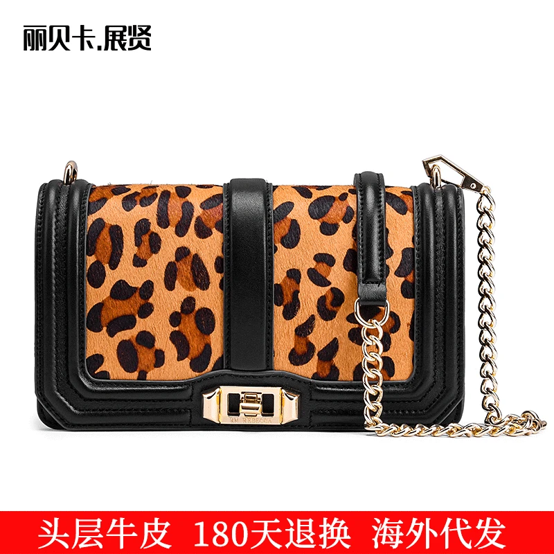 

2019 New Style WOMEN'S Leather Bags Europe And America Fashion Bag with Chain Leopord Pattern Cowhide Women's Crossbody Bag a Ge