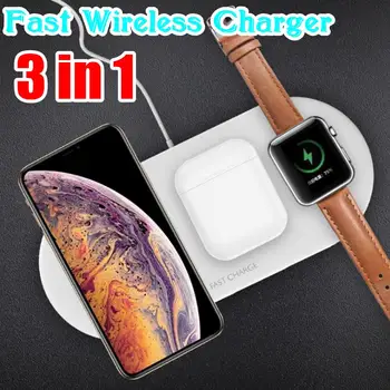 

Newest 3 In 1 10W 5W Fast Charging Pad Wireless Charger For Apple Watch / Headset for iPhone 11 XS for Huawei P30 S10+ Note10
