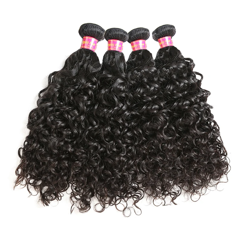 Ali Queen Water Wave Bundles With Closure Brazilian Virgin Hair 3/4pcs Hair Extension Weaves Human Bundles With Frontal