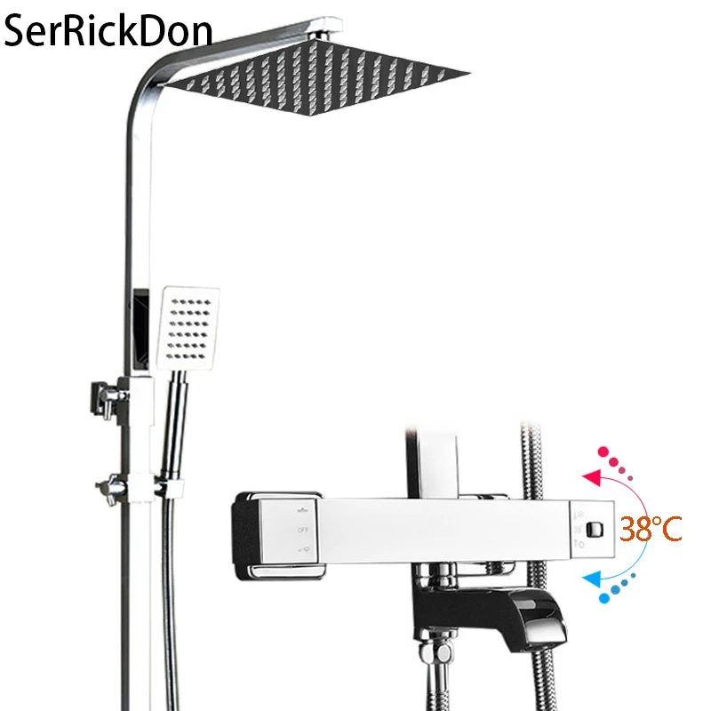 

Chrome thermostatic shower sets bathroom shower faucet hot and cold mixer Brass faucet Bathtub shower system thermostatic mixer