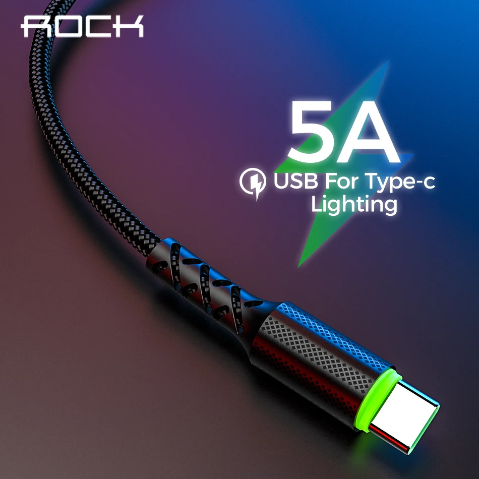 ROCK 5A супер быстрый USB C кабель для Xiaomi Mi 9 Quick Charge 3 0 Data Type зарядный Samsung S8 S10 S9 Cabo