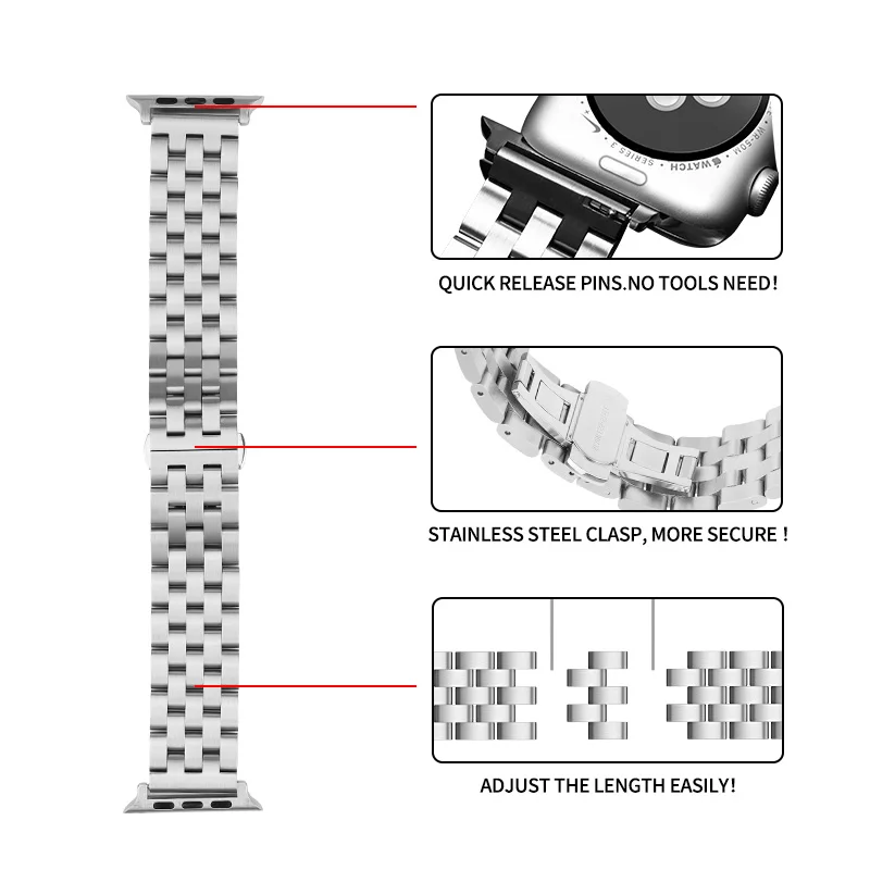 Браслет из нержавеющей стали для Apple Watch 44 мм 40 мм 38 мм 42 мм ремешок для часов для iwatch серии 5 4 3 2 1 сменный ремешок