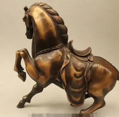 1" Китайская народная Бронзовая статуя зодиака, бегущая лошадь, статуя успеха