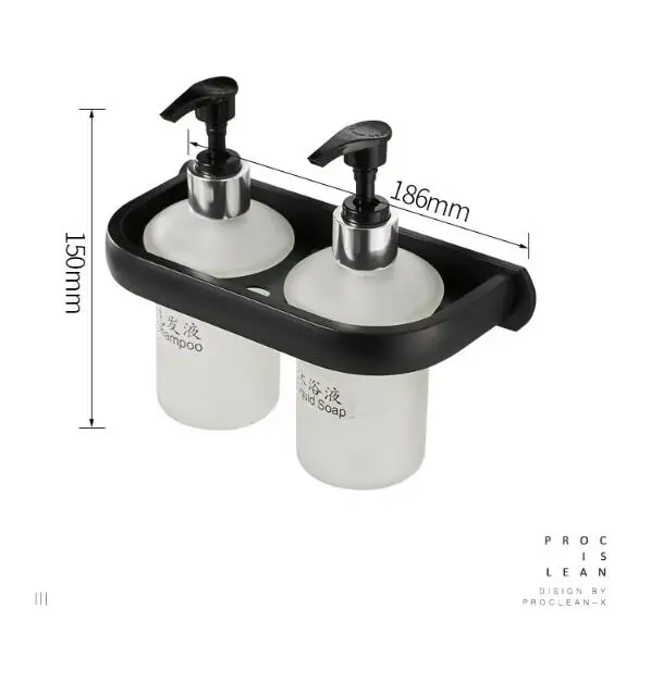 Бесплатная Дырокол Двойной диспенсер для мыла Ванная комната черный дозатор для жидкого мыла пространство Алюминий двухъярусная мыльница