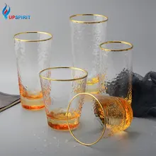 Upspirit золотой инкрустацией краем Узорчатая стеклянная чашка пивная вода Питьевой Стакан Кофе Молоко чай кружки, стаканы бар аксессуары посуда для напитков