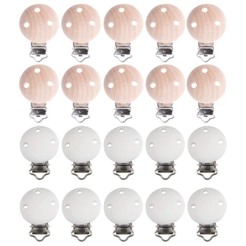 

20 Baby Pacifier Clip Wood Metal Baby Pacifier Buckle Holder Accessories Pacifier Clip Making Wooden Pacifier Clip Care Accessor