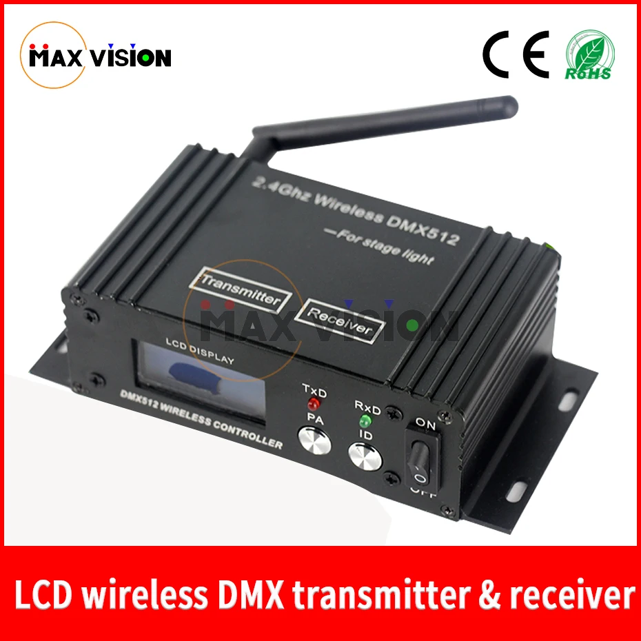 

1pcs 2.4g Ism Dmx Wireless LCD wireless DMX transmitter & receiver For Stage Light and dmx controller