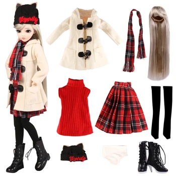 UCanaan 1/3 BJD Doll Accessories Outfits Fashion Clothes Set Wig Shoes For 60CM Dolls Girls DIY Dress UP Toys Accessories 1