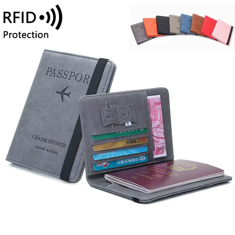 Тонкий кожаный чехол для паспорта и путешествий с держателем RFID