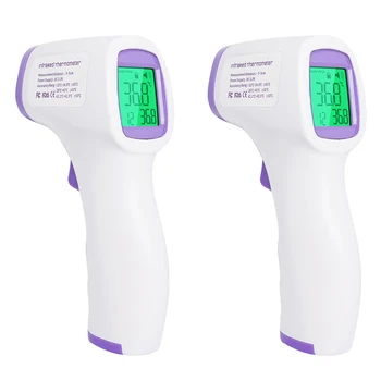

2Pcs Electronic Digital Thermometer Contactless Thermometer Non-Contact Frontal For Adult Household Body Temperature Measure Gun