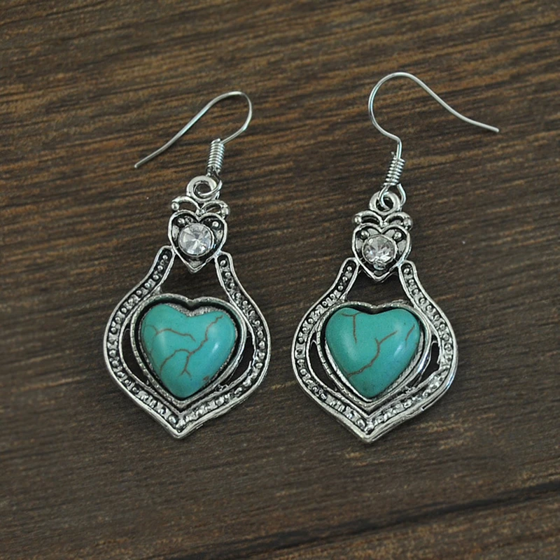 

Bohemian Retro Turquoised Earrings Jewellery Women Tassel Korean Earrings For Simple Heart Shape Indian Boho Earrings Jewelry