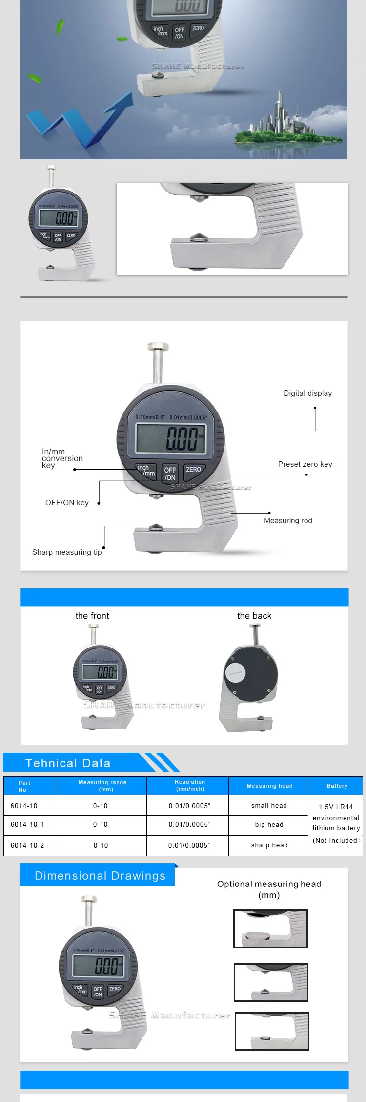 Jauge - étalon,Mini jauge d'épaisseur numérique Portable précise ...