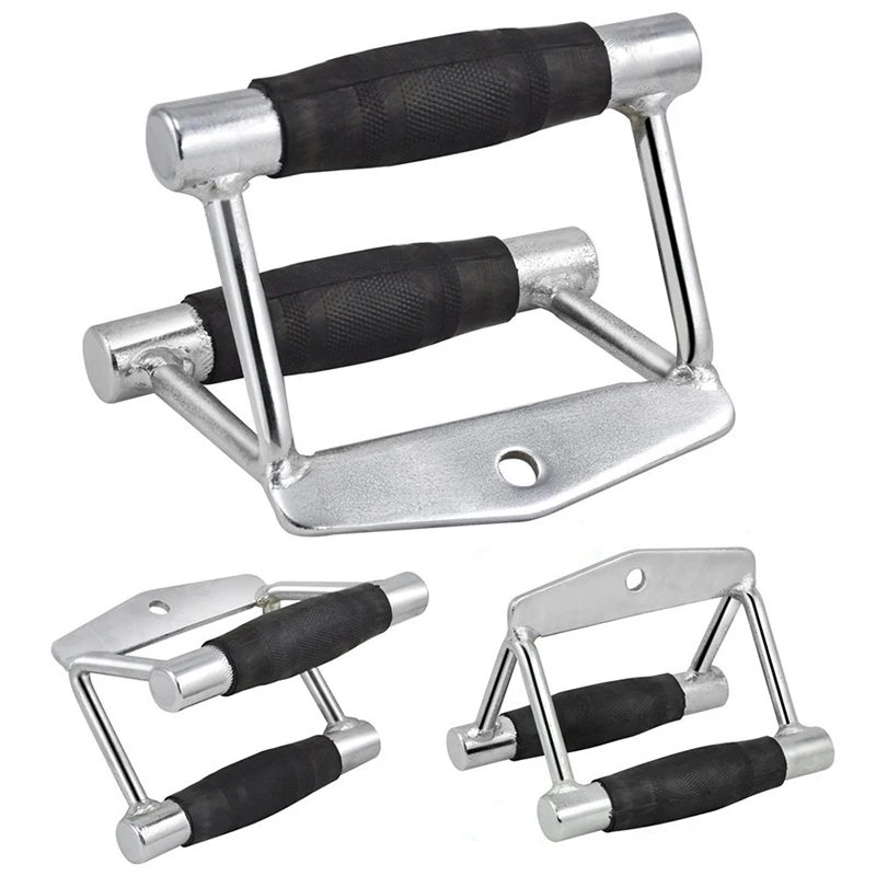 Stirrup Multi Gym Attachment Home Grip Bar Workout Rubber Handle Seated Row Chinning Cable