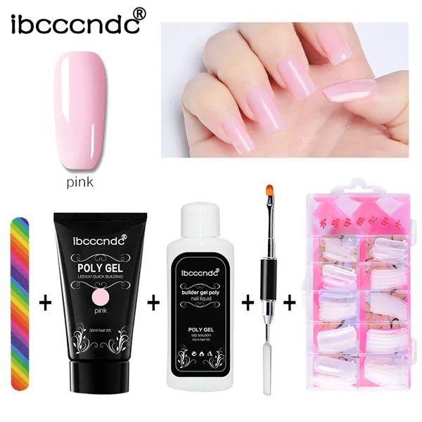 pink IBCCCNDC 30 г полигель для наращивания ногтей кристаллический гелевый полигелевый гель для ногтей УФ светодиодный твердый гель акриловый строительный гель - Цвет: pink