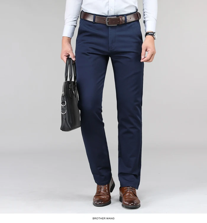 Классические Стильные однотонные мужские Модальные деловые повседневные брюки новые эластичные прямые брюки мужские брендовые Большие размеры 40 42 44