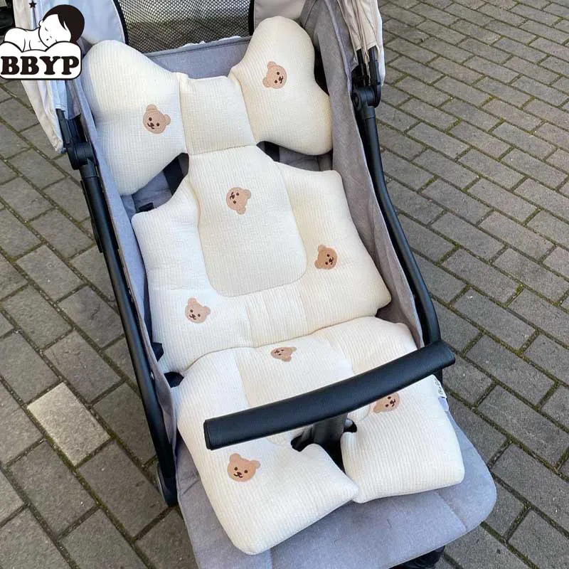 

Baby Embroidery Bear Stroller Pad Car Seat Trolley Chair Pad Mattresses Pillow Cover Child Carriage Cart Thicken Warm Cushion