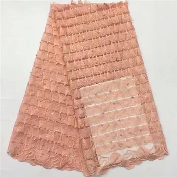 

Latest French Nigerian beads Laces Fabric 2020 High Quality Tulle African sequins Laces Fabric Wedding African French Tulle Lace