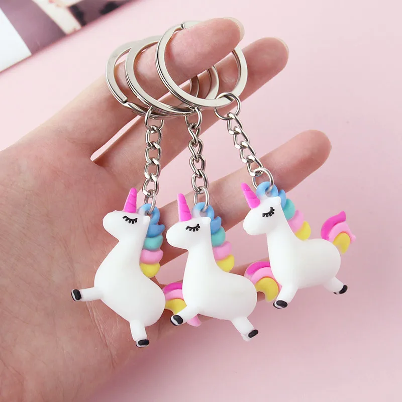 

Cartoon Small Unicorn Pendant Key Pendant Plush Toys Keyring Girl Kids Gift Silicon Soft Toys