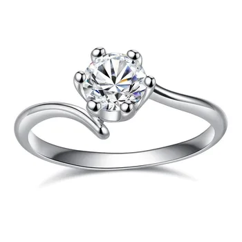 

Silver Color Zircon Woman Wedding Bands Six Prong Ring Curved Crown Ring Jewelry Fashion Popular Hand Decoration Gift