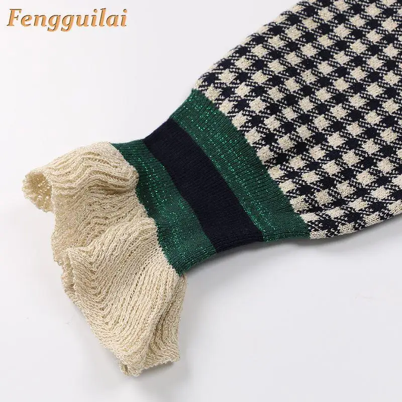 FGL Autumn Winter Women Shoulder Sweaters Knitting Pullover Long Sleeve Blouse Casual Female Blue Plaid Sweater Woman Sweater FGL Autumn Winter Women Shoulder Sweaters Knitting Pullover Long Sleeve Blouse Casual Female Blue Plaid Sweater Woman Sweater